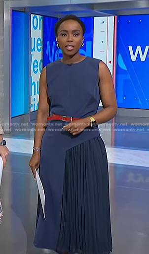 Zinhle’s navy pleated dress on NBC News Daily