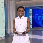 Zinhle’s white sleeveless button down dress on NBC News Daily
