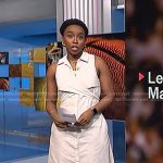 Zihnle’s beige twist front midi dress on NBC News Daily
