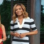 Zuri’s black and blue striped collared dress on Access Hollywood