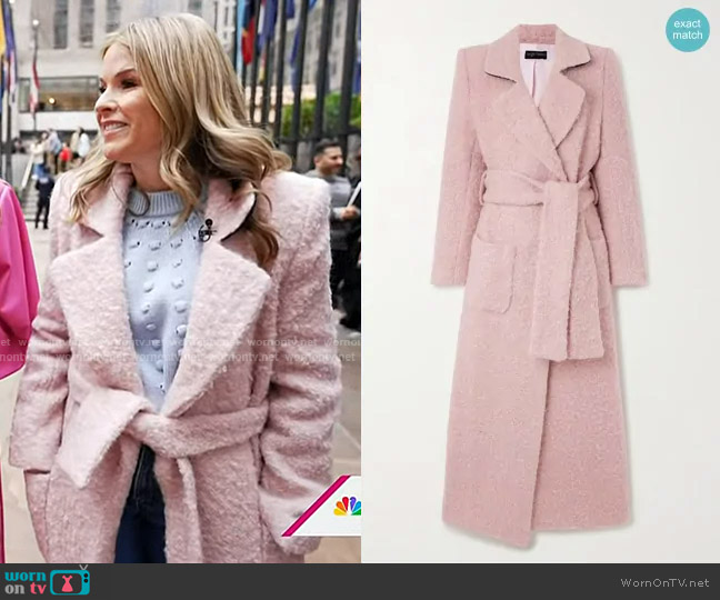 Sergio Hudson Belted Mohair and Wool-blend Coat worn by Jenna Bush Hager on Today