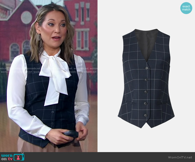 3.1 Phillip Lim x RTR Plaid Tailored Vest worn by Ginger Zee on Good Morning America