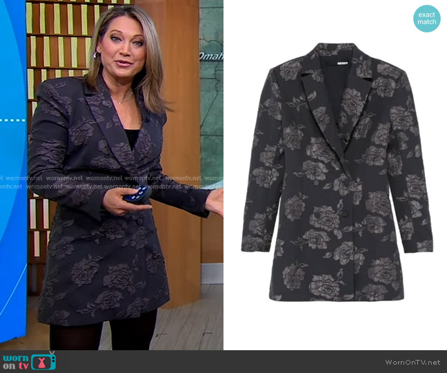 Rotate Birger Christensen 3D Flower Blazer Mini Dress worn by Ginger Zee on Good Morning America