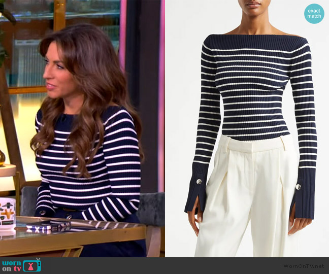 A.L.C. Anya Stripe Rib Boat Neck Sweater worn by Alyssa Farah Griffin on The View