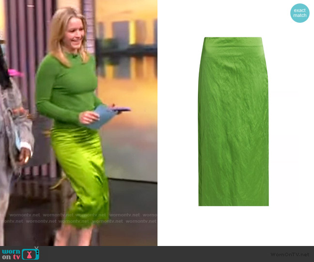 A.L.C. Phoebe Satin Midi Skirt worn by Sara Haines on The View