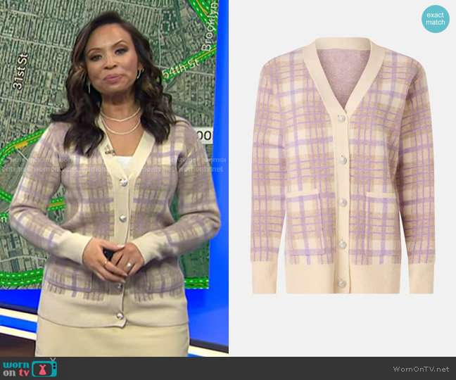 Adam Lippes x RTR Plaid Cardigan worn by Adelle Caballero on Today