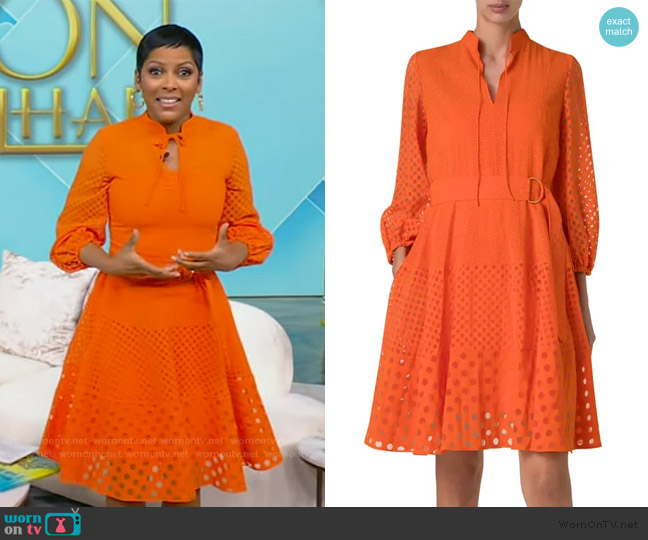 Akiris Punto Devore Polka Dot Belted Shirtdress worn by Tamron Hall on Tamron Hall Show