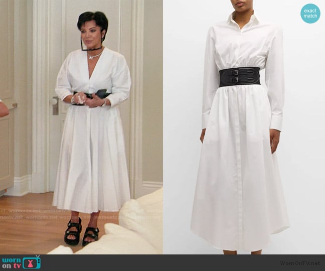 Alaia Maxi Button-Front Shirtdress with Leather Belt worn by Kris Jenner (Kris Jenner) on The Kardashians
