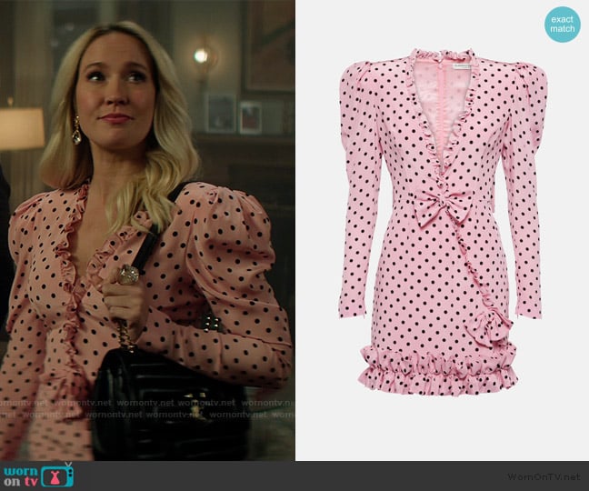 Alessandra Rich Polka-Dot V-Neck Mini Dress worn by Maddie Lockwood (Anna Camp) on You