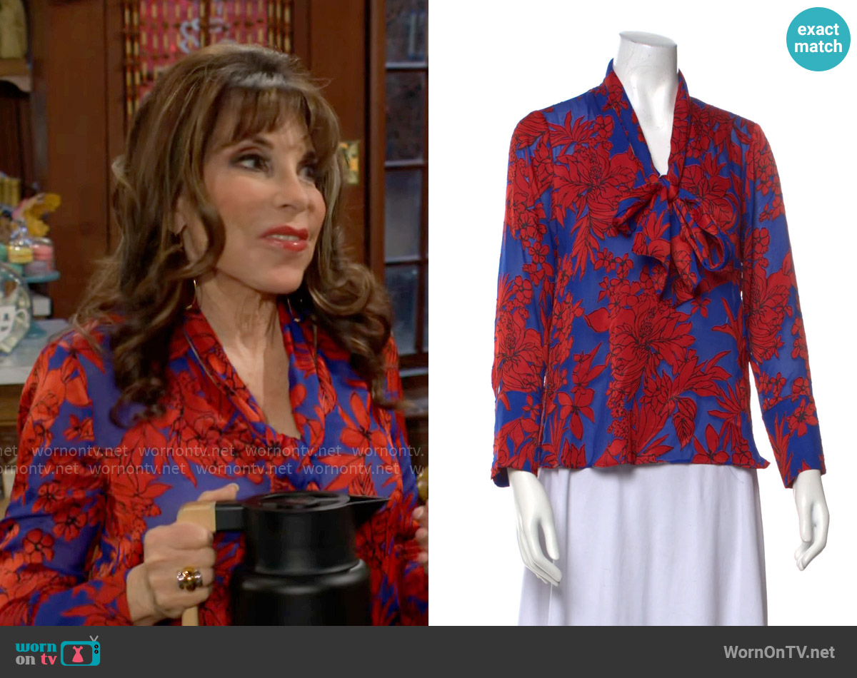Alice + Olivia Gwenda Blouse worn by Esther Valentine (Kate Linder) on The Young and the Restless