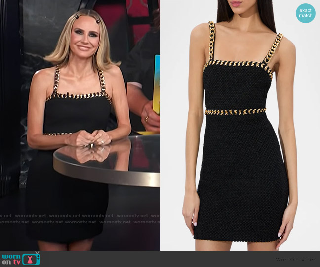 Alice + Olivia Kelly Chain-Trim Tweed Mini Dress worn by Keltie Knight on E! News