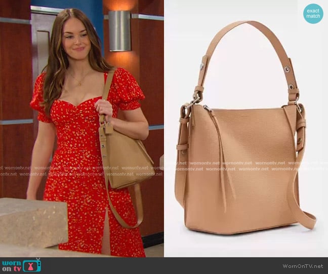 All Saints Kita Leather Crossbody Bag worn by Stephanie Johnson (Abigail Klein) on Days of our Lives
