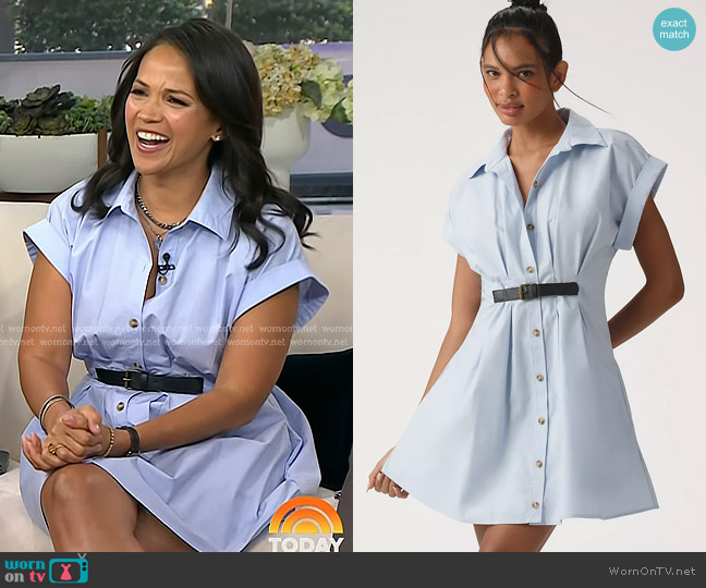Anthropologie Short-Sleeve Belted Shirt Dress worn by Laura Jarrett on Today