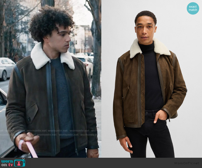 BOSS Regular Fit Suede Jacket worn by Roy (Hayward Leach) on Elsbeth