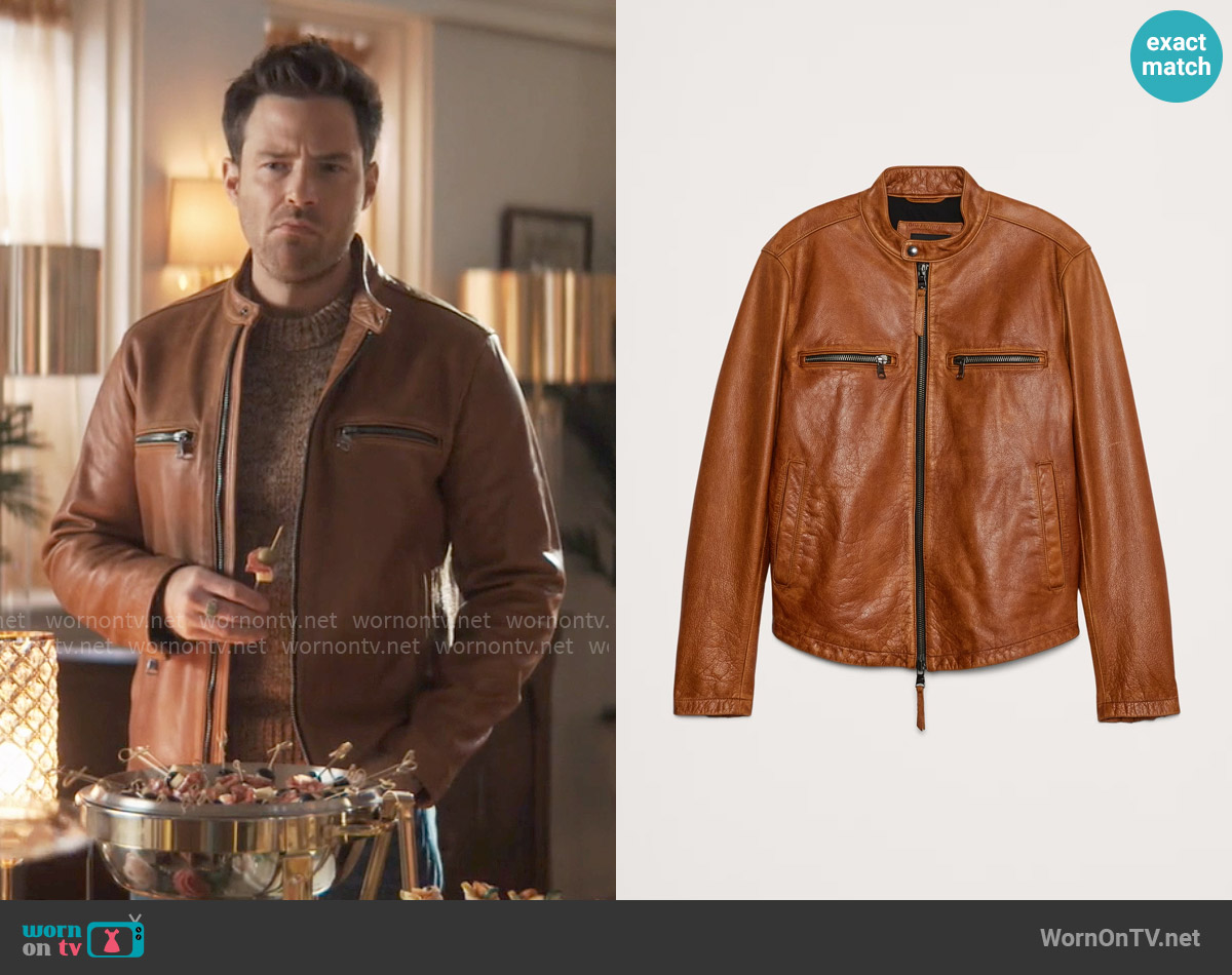 Banana Republic Leather Biker Jacket worn by Brett (Ben Rappaport) on Grosse Pointe Garden Society