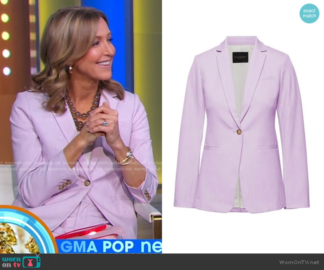 Banana Republic Long & Lean Birdseye Stretch Blazer in Lilac Purple worn by Lara Spencer on Good Morning America