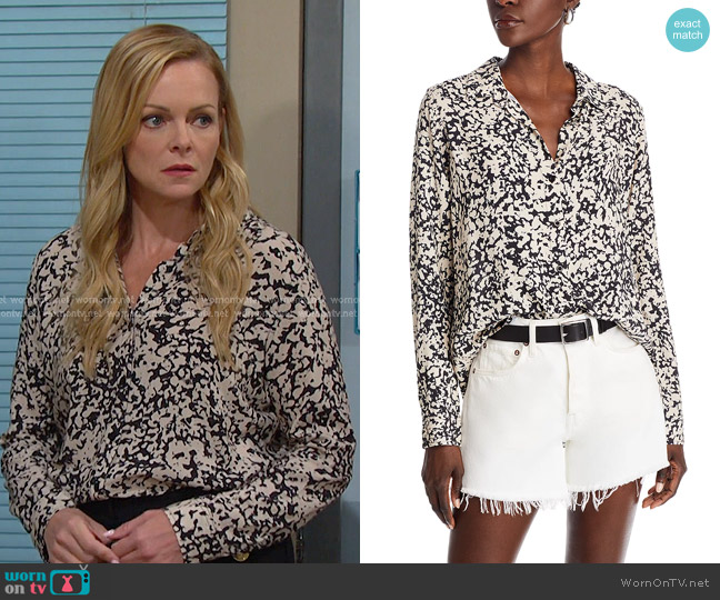 Bella Dahl Clean Shirt in Abstract Bloom worn by Belle Brady (Martha Madison) on Days of our Lives