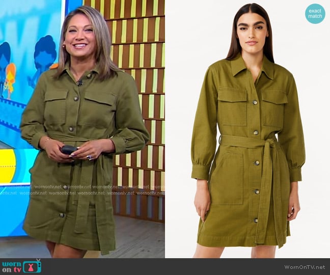 Free Assembly Belted Utility Mini Dress worn by Ginger Zee on Good Morning America