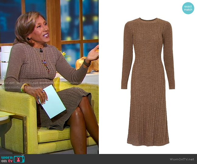 Love, Whit by Whitney Port Sweater Dress in Brown worn by Robin Roberts on Good Morning America