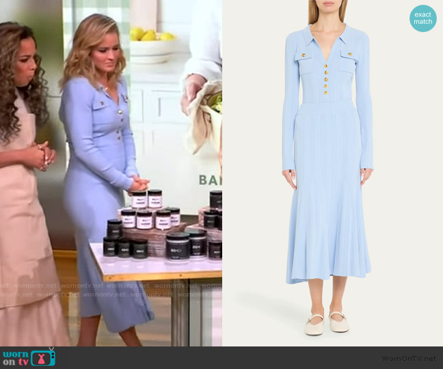 Cara Cara Belleport Rib-Knit Button Top worn by Sara Haines on The View