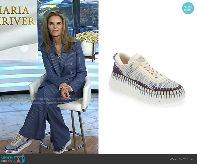 Chloe Nama Platform Sneaker in Cosmic Blue worn by Maria Shriver on Today