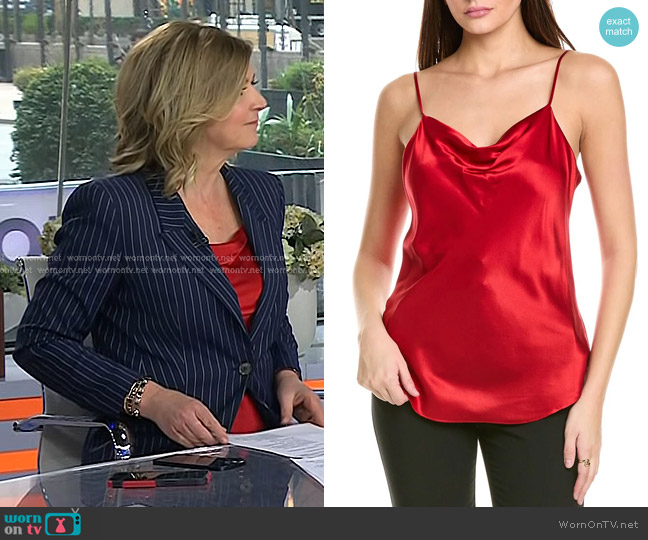 Cinq a Sept Marta Silk Cami in Red worn by Christine Romans on Today