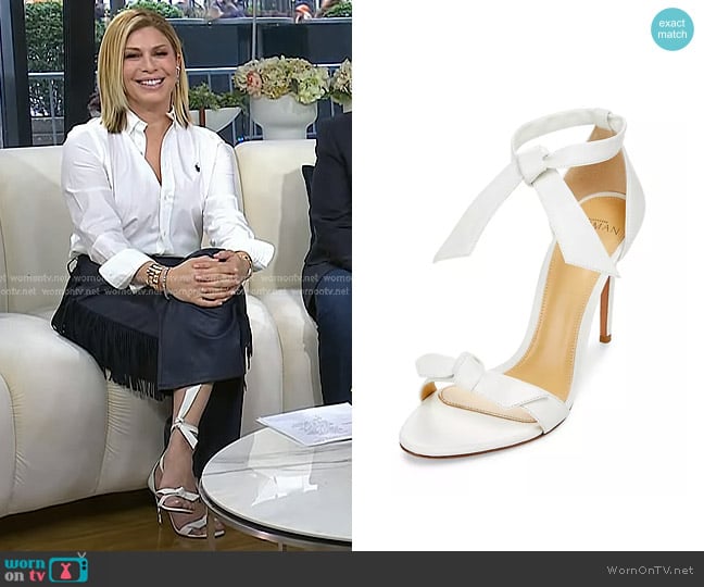 Alexandre Birman Clarita Bow Leather Sandals in White worn by Jill Martin on Today