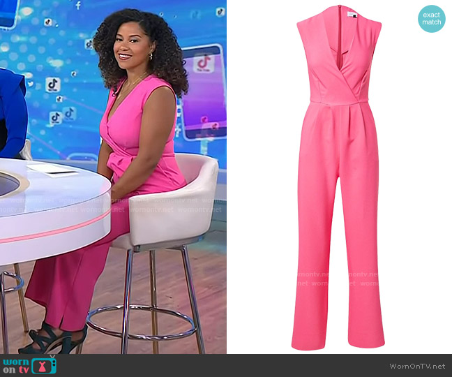Closet London Surplice Jumpsuit in Light Pink worn by Arianna Davis on Today