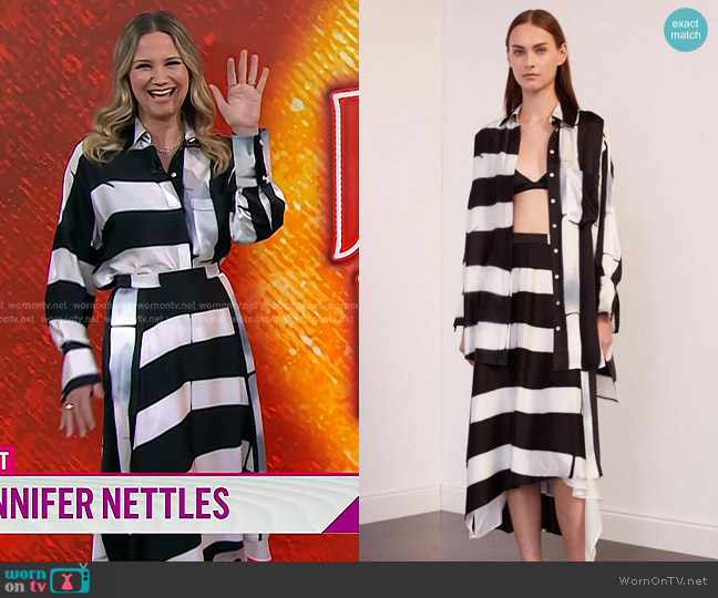 Shwetambari Colaba Shirt in Black and White Stripe worn by Jennifer Nettles on Today