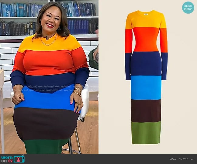 Christopher John Rogers X J.Crew Colorblock Dress in Stretch Viscose Blend worn by Jasmine Guillory on Today