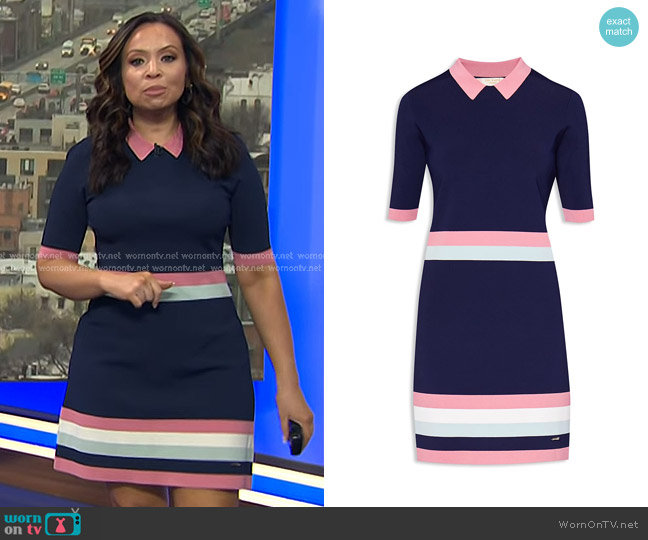 Colour By Numbers by Ted Baker Origami Striped Knit Dress worn by Adelle Caballero on Today