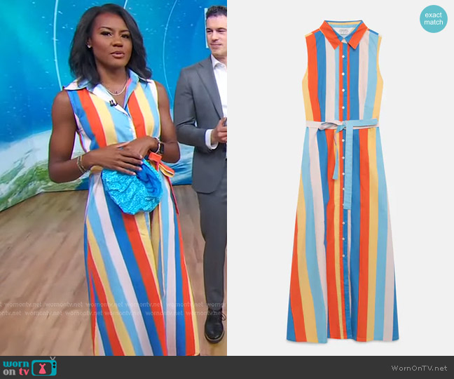 Compania Fantastica Button Front Stripe Dress worn by Janai Norman on Good Morning America