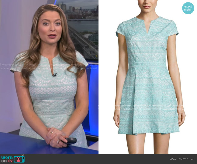 Cynthia Steffe Lace Overlay Embroidered Dress worn by Dani Beckstrom on Good Morning America