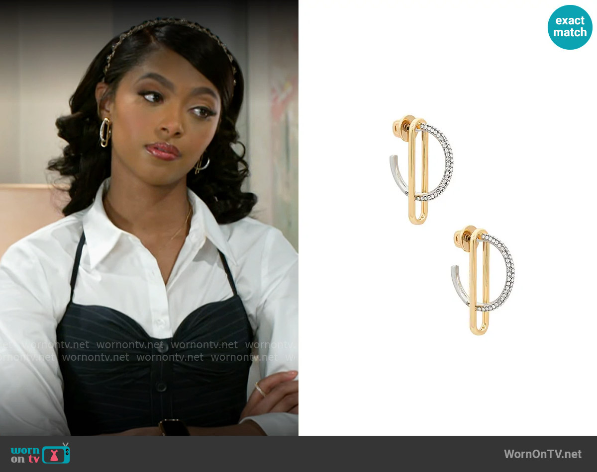 Demarson Mini Astra Hoops worn by Kat Richardson (Colby Muhammad) on Beyond the Gates
