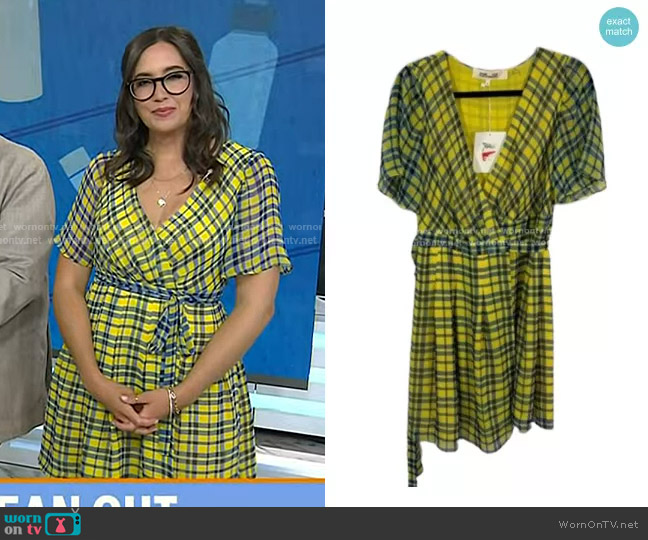 Diane von Furstenberg Katina Silk Checkered Wrap Dress worn by Savannah Sellers on Today