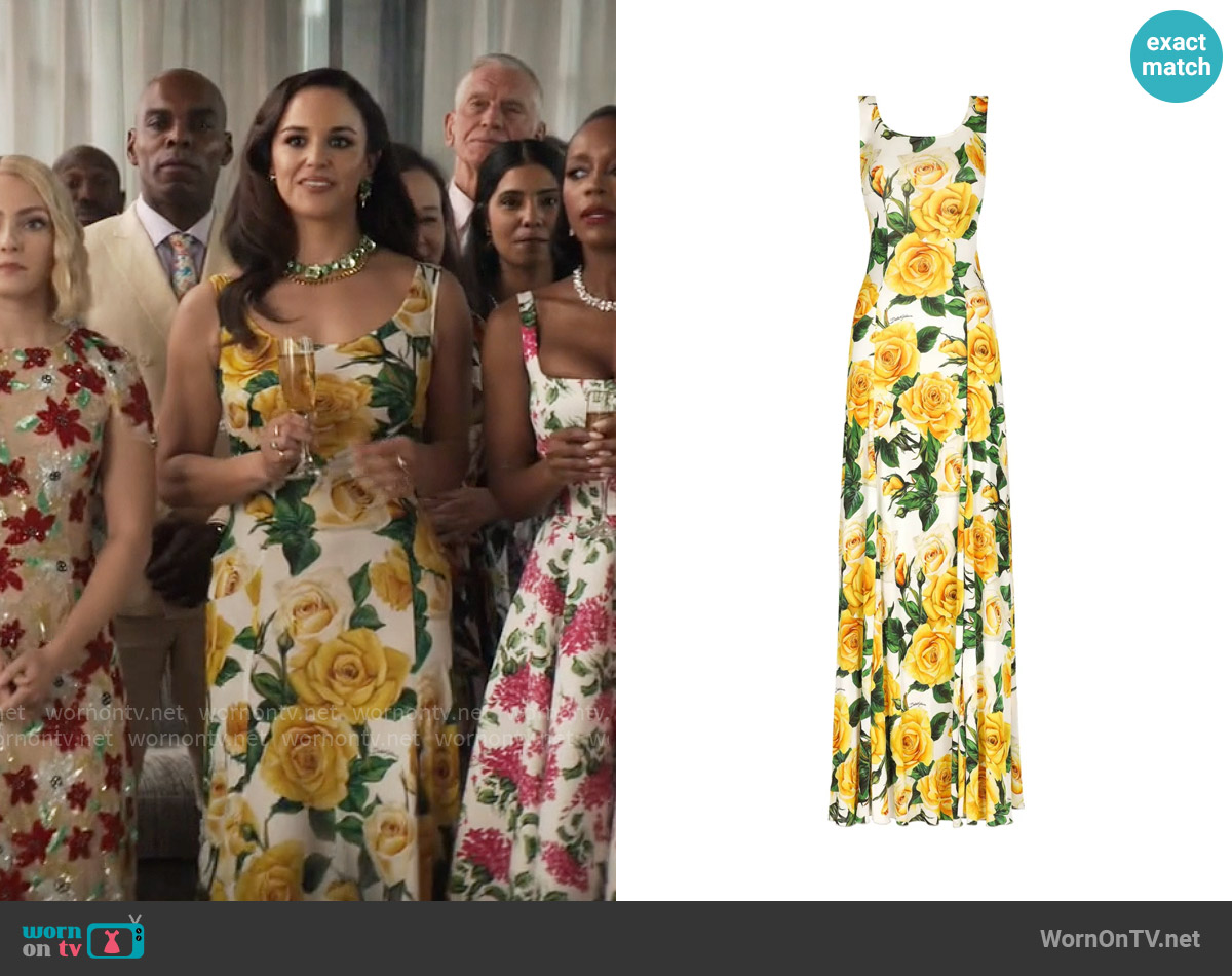 Dolce & Gabbana Rose-print maxi dress worn by Birdie (Melissa Fumero) on Grosse Pointe Garden Society