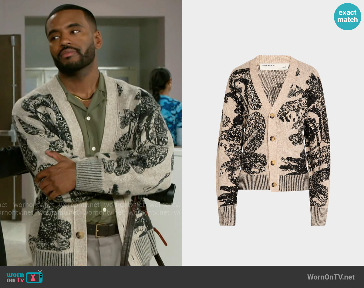 Domrebel Hao Jacquard Cardigan worn by Andre Richardson (Sean Freeman) on Beyond the Gates