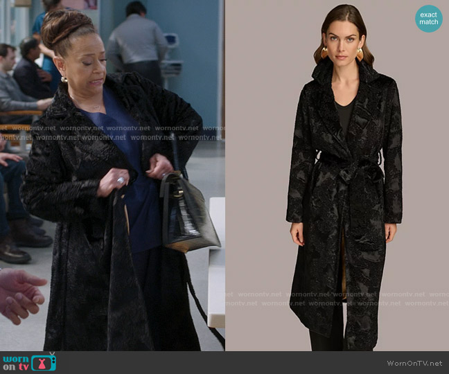 Donna Karan Faux Fur Belted Coat worn by Catherine Avery (Debbie Allen) on Greys Anatomy