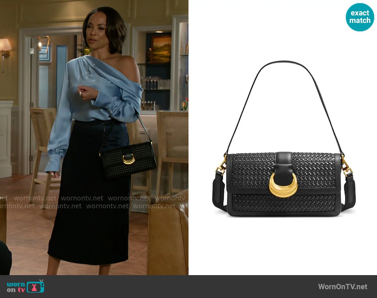 Donna Karan Valley Stream Woven Buckle Shoulder worn by Nicole Dupree Richardson (Daphnee Duplaix) on Beyond the Gates