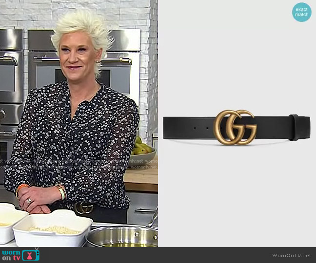 Gucci Double G Leather Belt worn by Anne Burrell on Today