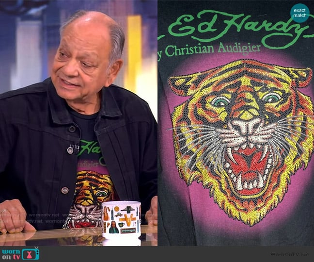 Ed Hardy by Christian Audigier Jeweled Tiger Shirt worn by Cheech Marin on The View