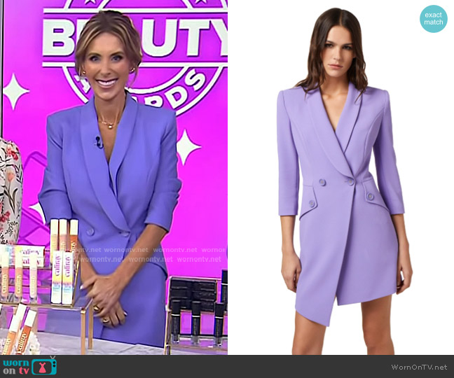 Elisabetta Franchi Asymmetric Coat Dress in Iris Orchid worn by Sarah Eggenberger on Today