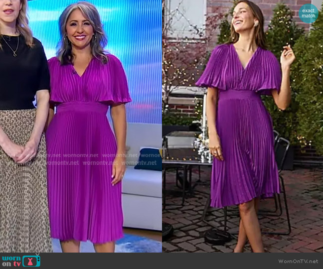 Express Pleated Midi Dress worn by Nikki Boyer on Good Morning America