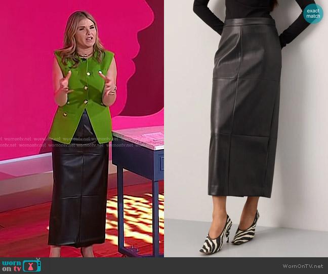 Rosetta Getty Collective Faux Leather Column Skirt worn by Jenna Bush Hager on Today