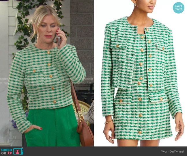 Aqua Five Button Tweed Jacket worn by Sami Brady (Alison Sweeney) on Days of our Lives
