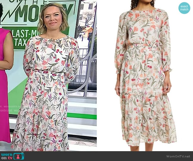 Eliza J Floral Long Sleeve Midi Dress worn by Dylan Dreyer on Today