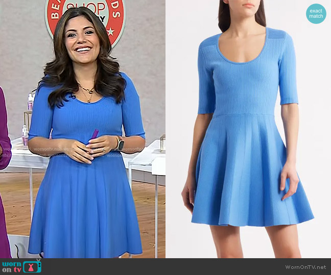 Boss Frankina Rib Sweater Dress in Cornflower worn by Adrianna Barrionuevo Brach on Today