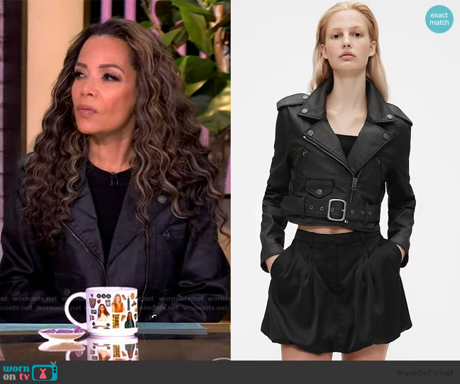Gap Coated Denim Cropped Moto Jacket worn by Sunny Hostin on The View