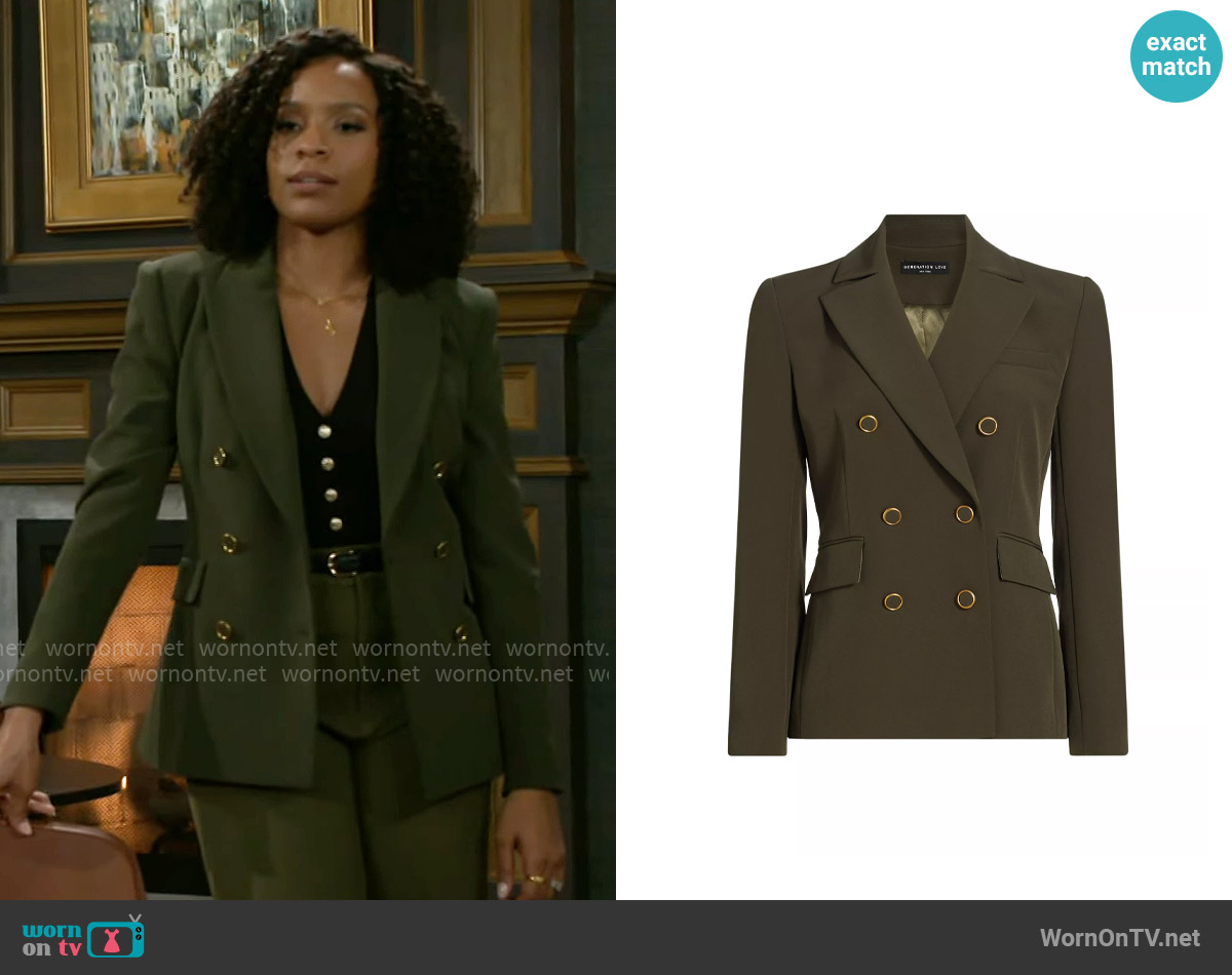 Generation Love Arielle Crepe Double-Breasted Blazer worn by Naomi Hamilton Hawthorne (Arielle Prepetit) on Beyond the Gates