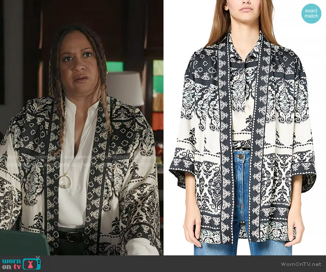 Gerard Darel Rozen Open Jacket worn by Karen Wilson (Tracie Thoms) on 9-1-1